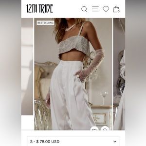 12th Tribe Shira Silver Rhinestone Crop Top